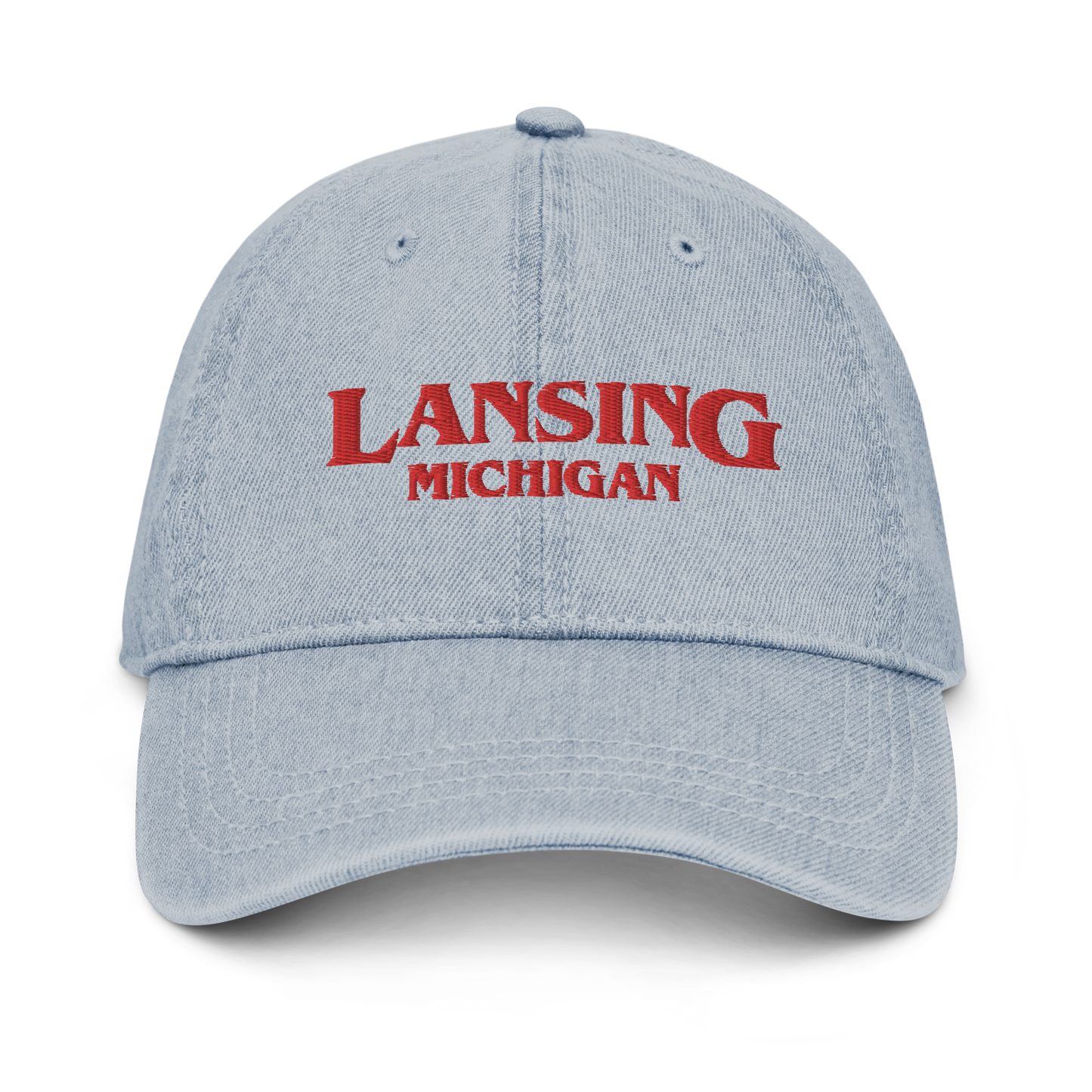 'Lansing Michigan' Denim Baseball Cap (1980s Drama Parody)