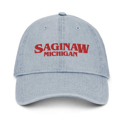 'Saginaw Michigan' Denim Baseball Cap (1980s Drama Parody)