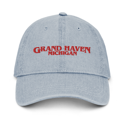 'Grand Haven Michigan' Denim Baseball Hat (1980s Drama Parody)