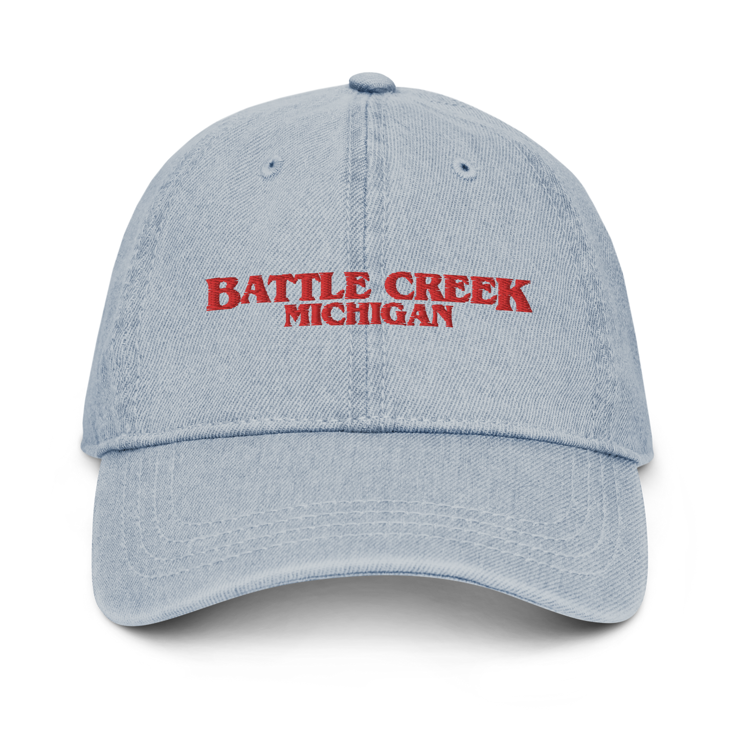 'Battle Creek Michigan' Denim Baseball Cap (1980s Drama Parody)