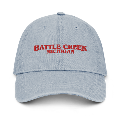 'Battle Creek Michigan' Denim Baseball Cap (1980s Drama Parody)