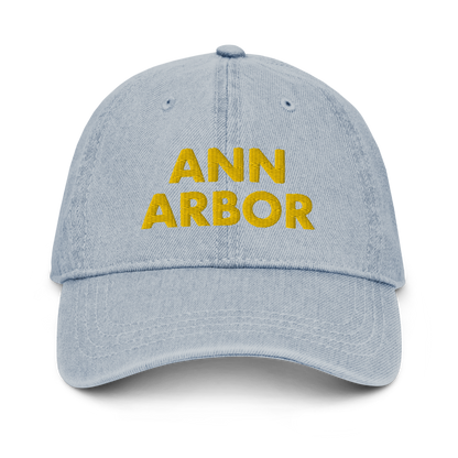 'Ann Arbor' Denim Baseball Cap (Gold Embroidery)