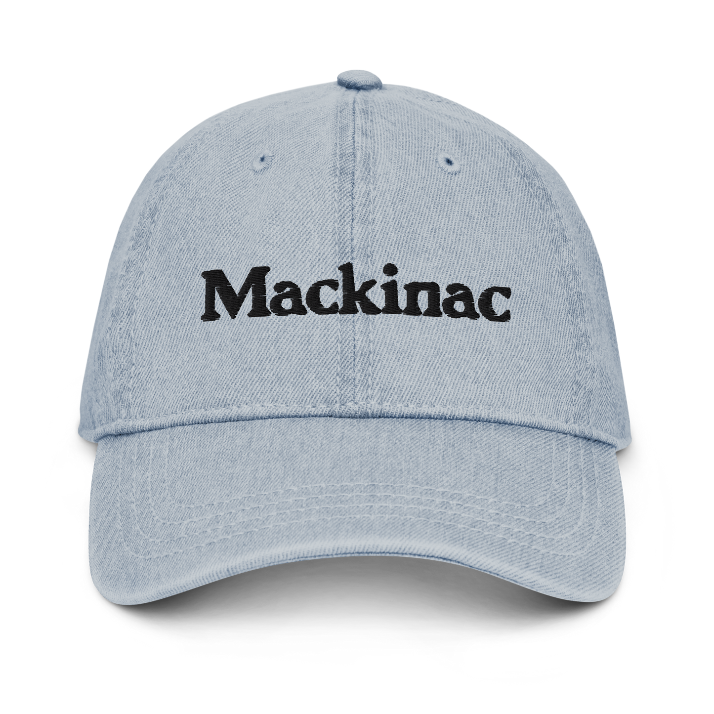 'Mackinac' Denim Baseball Cap | White/Black Embroidery