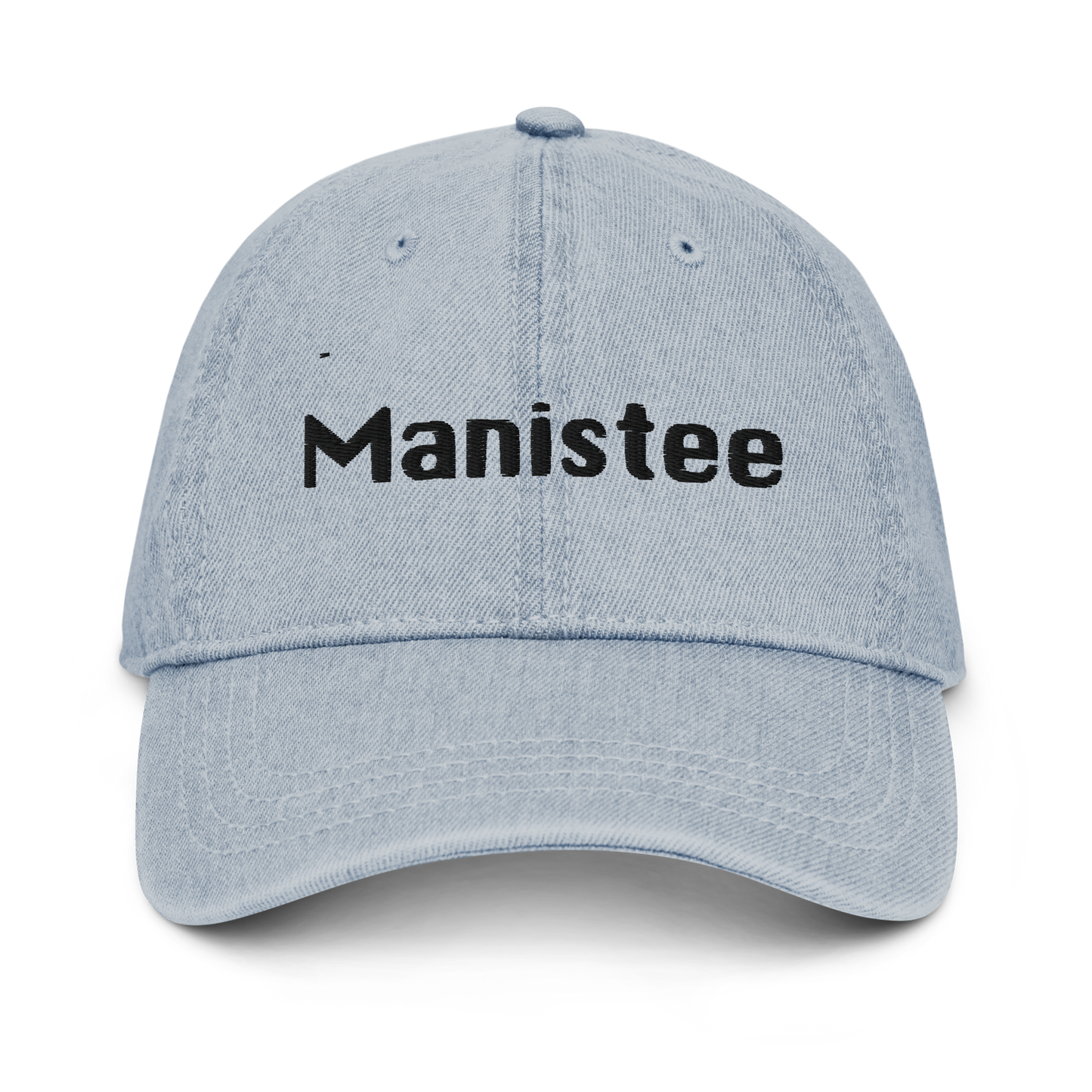 'Manistee' Denim Baseball Cap | White/Black Embroidery