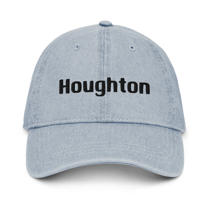 'Houghton' Denim Baseball Cap | White/Black Embroidery