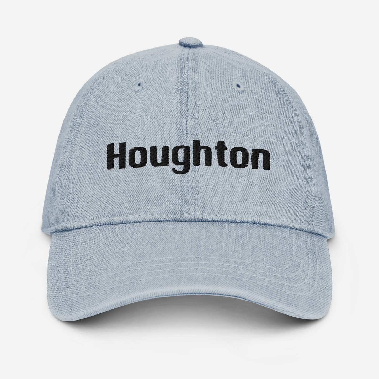 'Houghton' Denim Baseball Cap | White/Black Embroidery