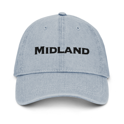 'Midland' Denim Baseball Cap | White/Black Embroidery