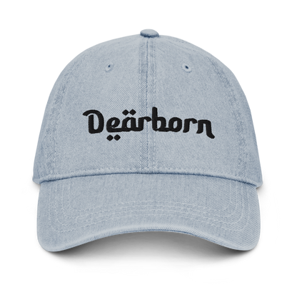 'Dearborn' Denim Baseball Cap | White/Black Embroidery