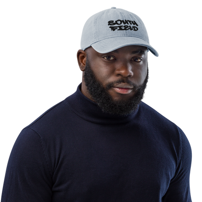 'Southfield' Denim Baseball Cap | White/Black Embroidery