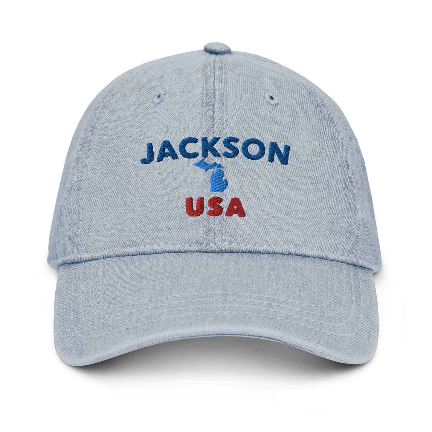 'Jackson USA' Denim Baseball Cap (w/ Michigan Outline)