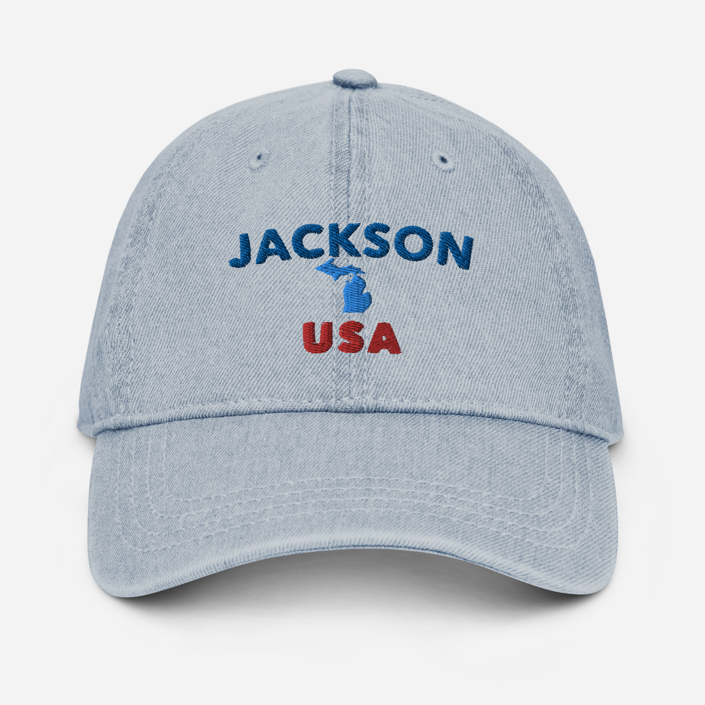 'Jackson USA' Denim Baseball Cap (w/ Michigan Outline)