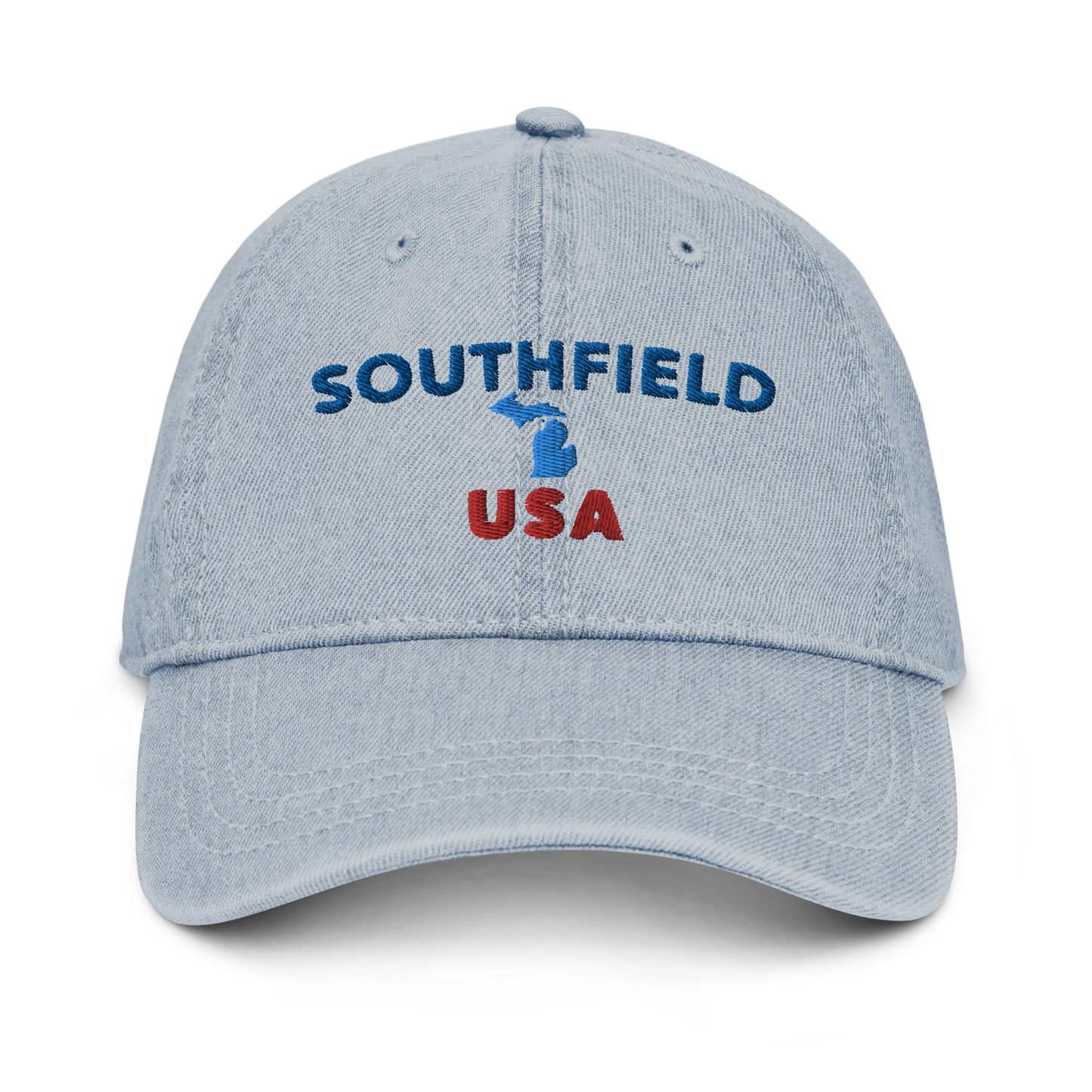 'Southfield USA' Denim Baseball Cap (w/ Michigan Outline)