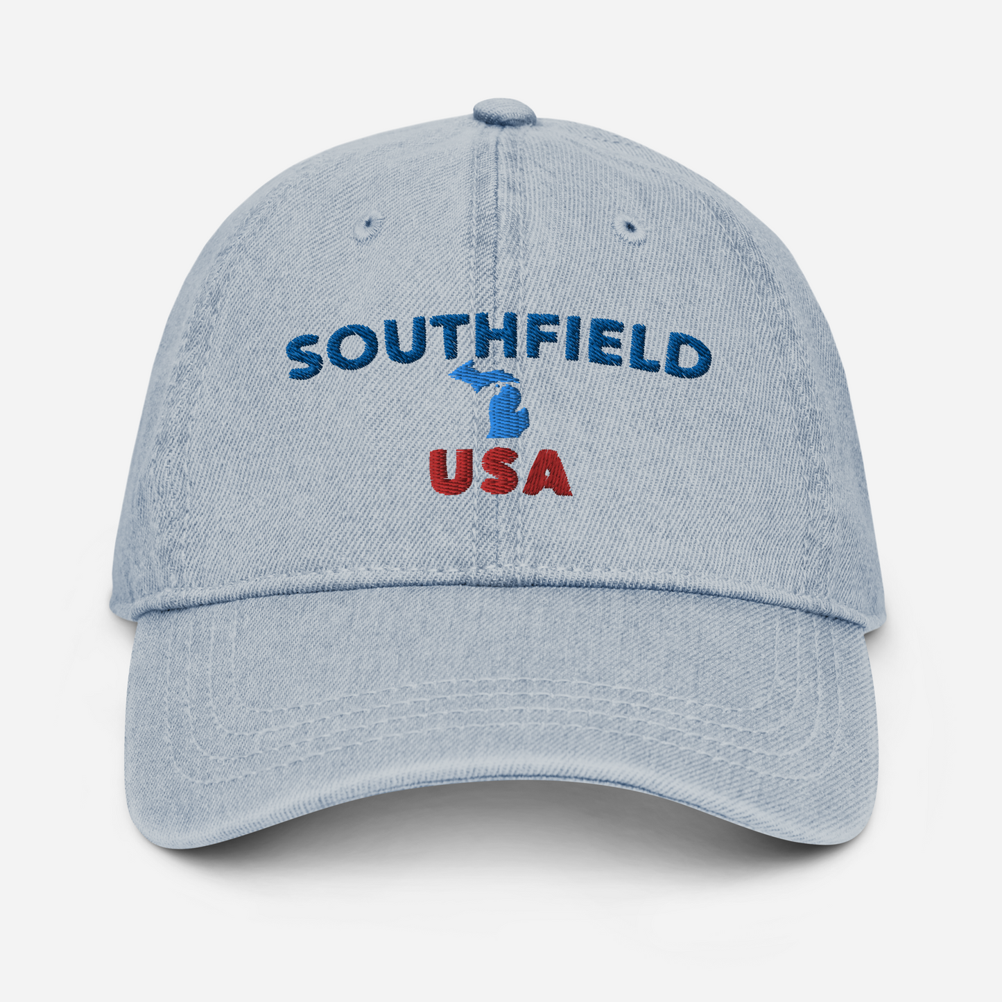 'Southfield USA' Denim Baseball Cap (w/ Michigan Outline)