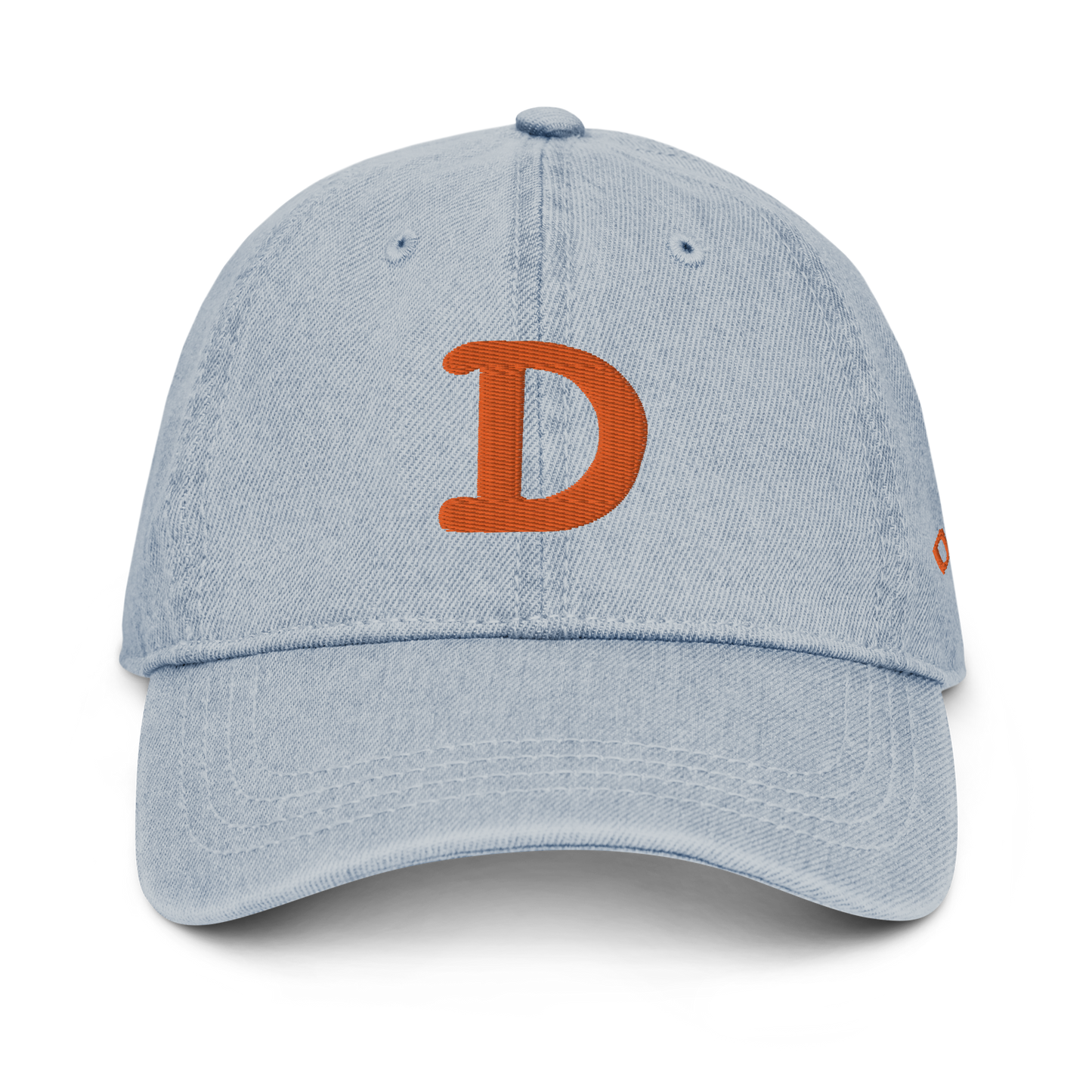 Detroit 'Old French D' Denim Baseball Cap (w/ Side Design) | Orange Embroidery