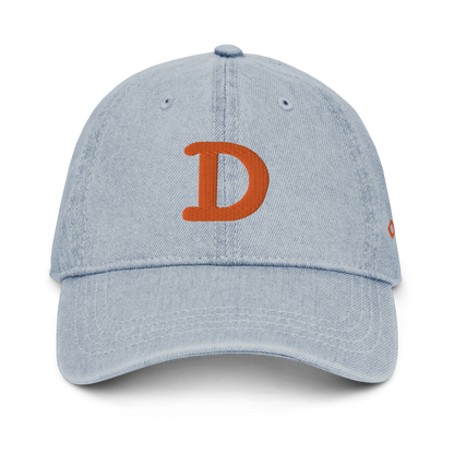 Detroit 'Old French D' Denim Baseball Cap (w/ Side Design) | Orange Embroidery