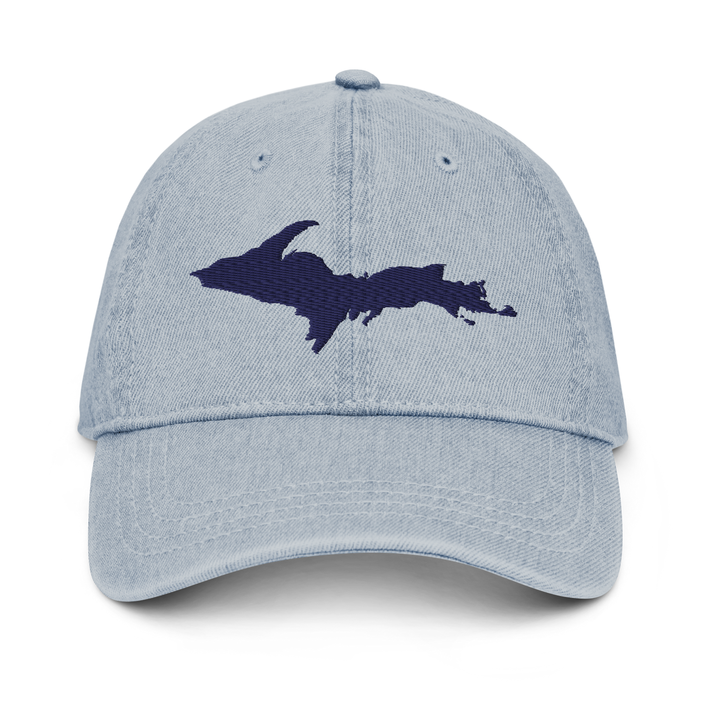 Michigan Upper Peninsula Denim Baseball Hat (w/ UP Outline)