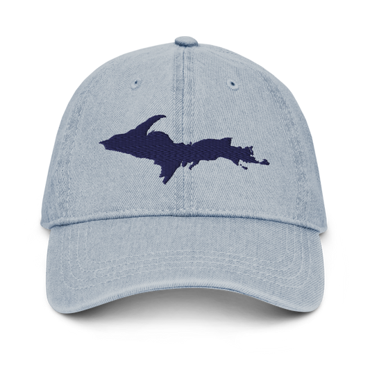 Michigan Upper Peninsula Denim Baseball Hat (w/ UP Outline)