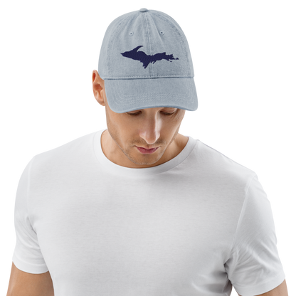 Michigan Upper Peninsula Denim Baseball Hat (w/ UP Outline)