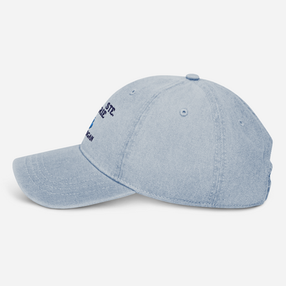 'Sault Ste. Marie' Denim Baseball Cap (w/ Michigan Outline)