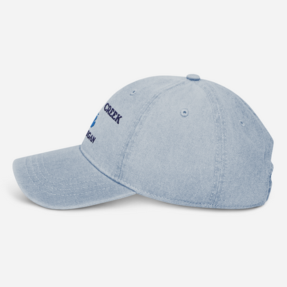 'Battle Creek Michigan' Denim Baseball Cap (w/ Michigan Outline)