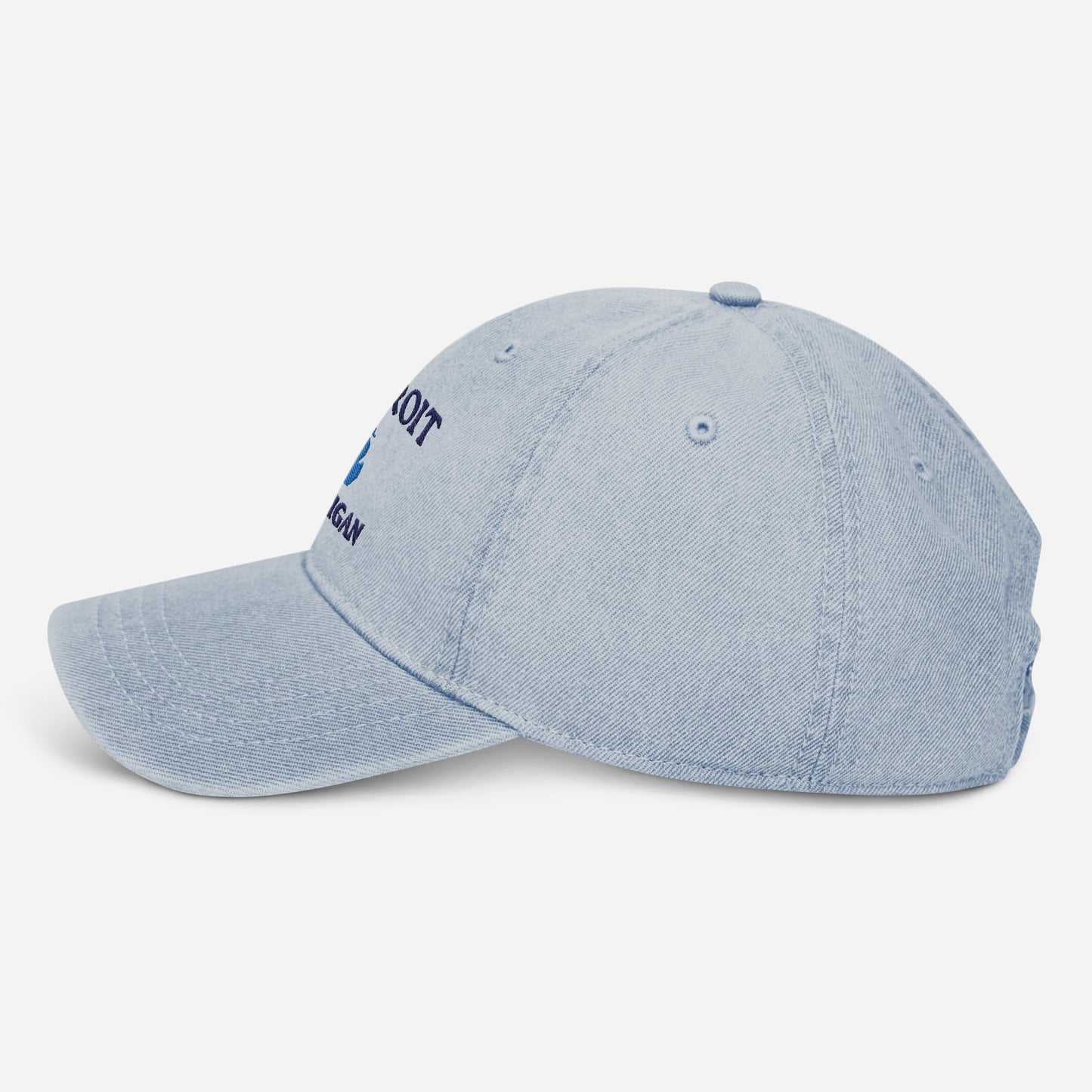 'Detroit Michigan' Denim Baseball Cap (w/ Michigan Outline)