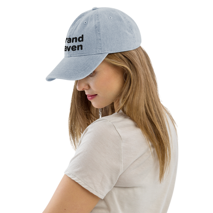 'Grand Haven' Denim Baseball Cap | White/Black Embroidery