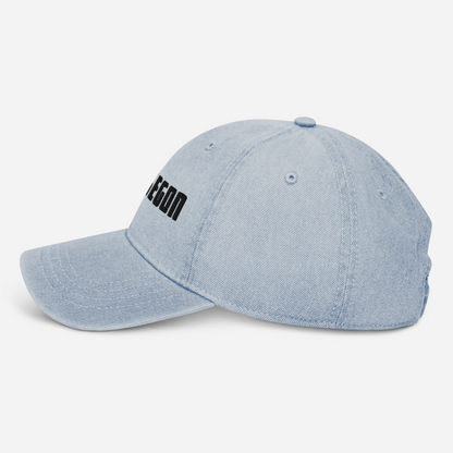 'Muskegon' Denim Baseball Cap | White/Black Embroidery