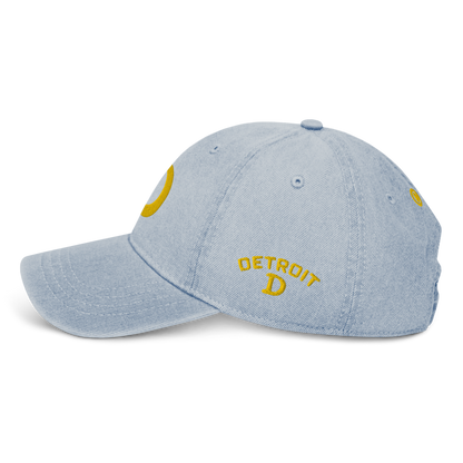 Detroit 'Old French D' Denim Baseball Cap (w/ Side Design) | Gold Embroidery