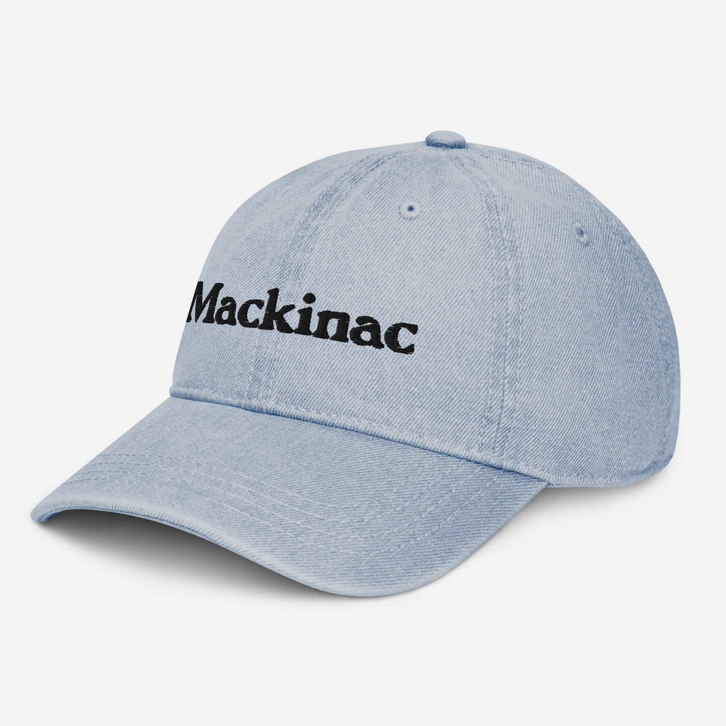 'Mackinac' Denim Baseball Cap | White/Black Embroidery