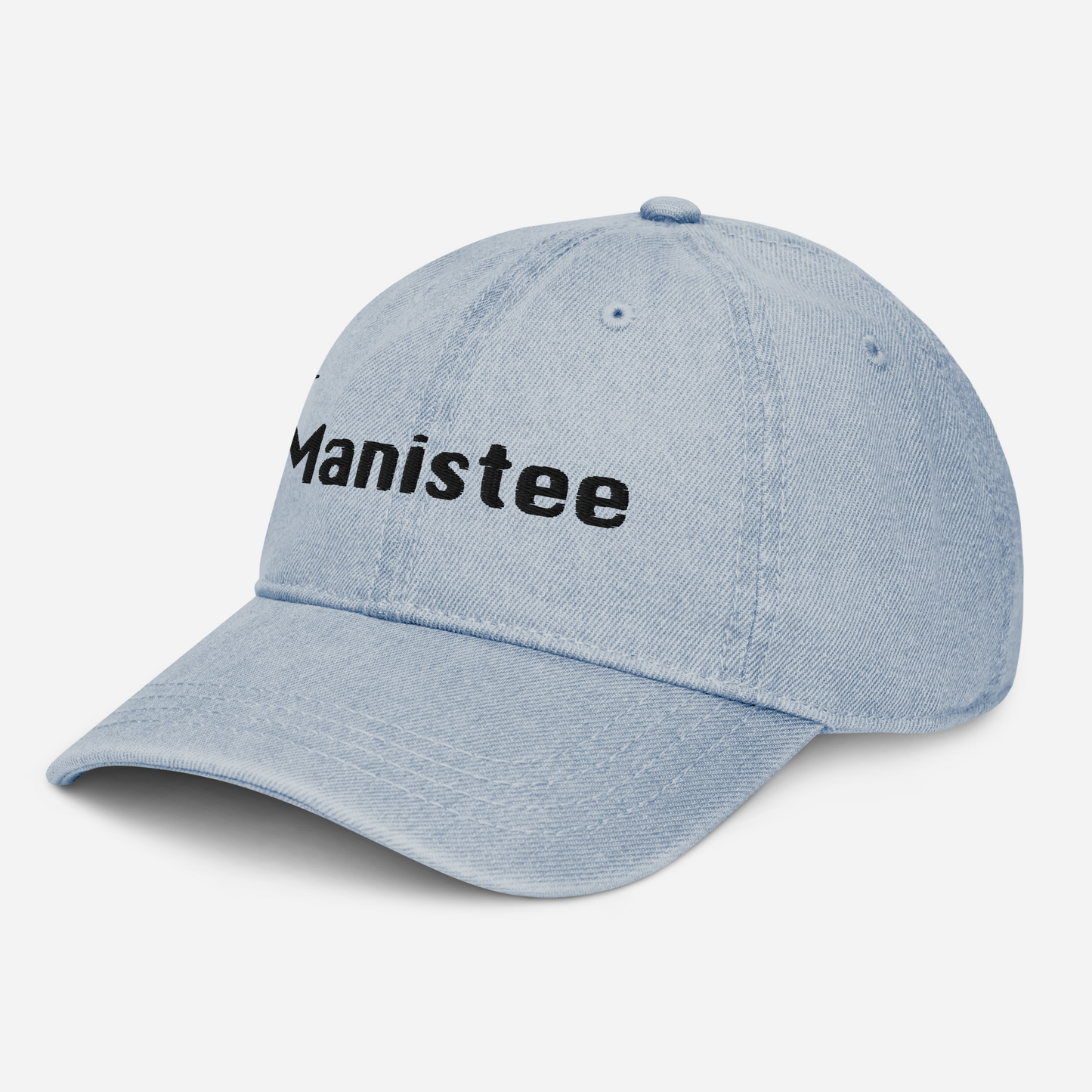 'Manistee' Denim Baseball Cap | White/Black Embroidery