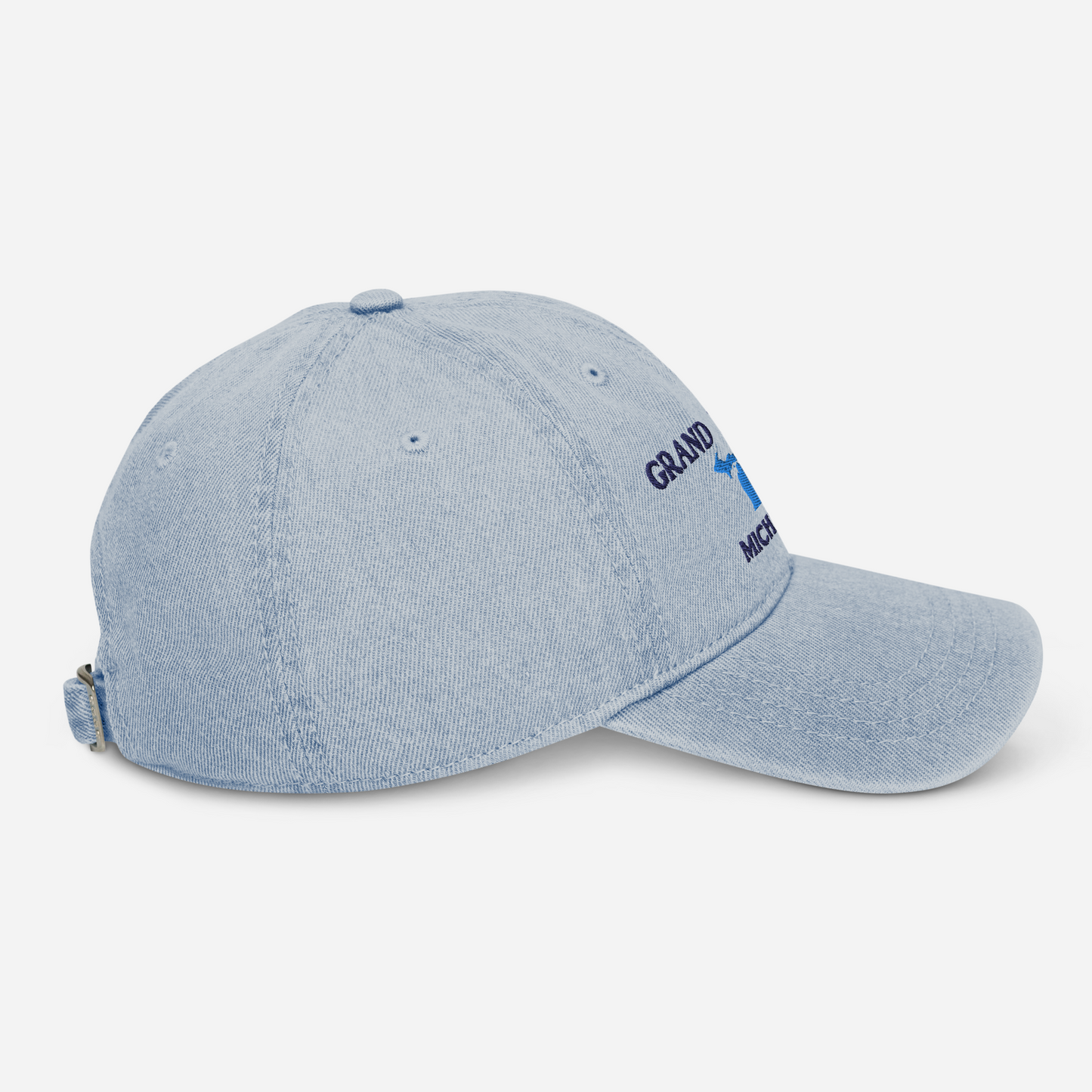 'Grand Rapids Michigan' Denim Baseball Cap (w/ Michigan Outline)