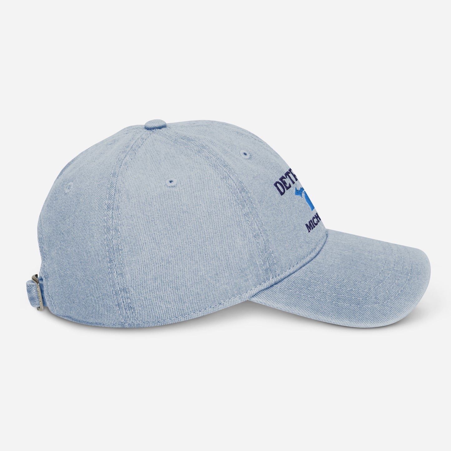 'Detroit Michigan' Denim Baseball Cap (w/ Michigan Outline)