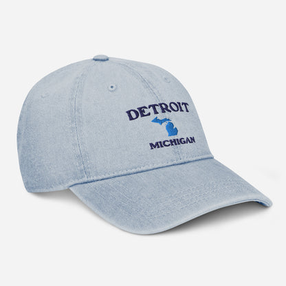 'Detroit Michigan' Denim Baseball Cap (w/ Michigan Outline)