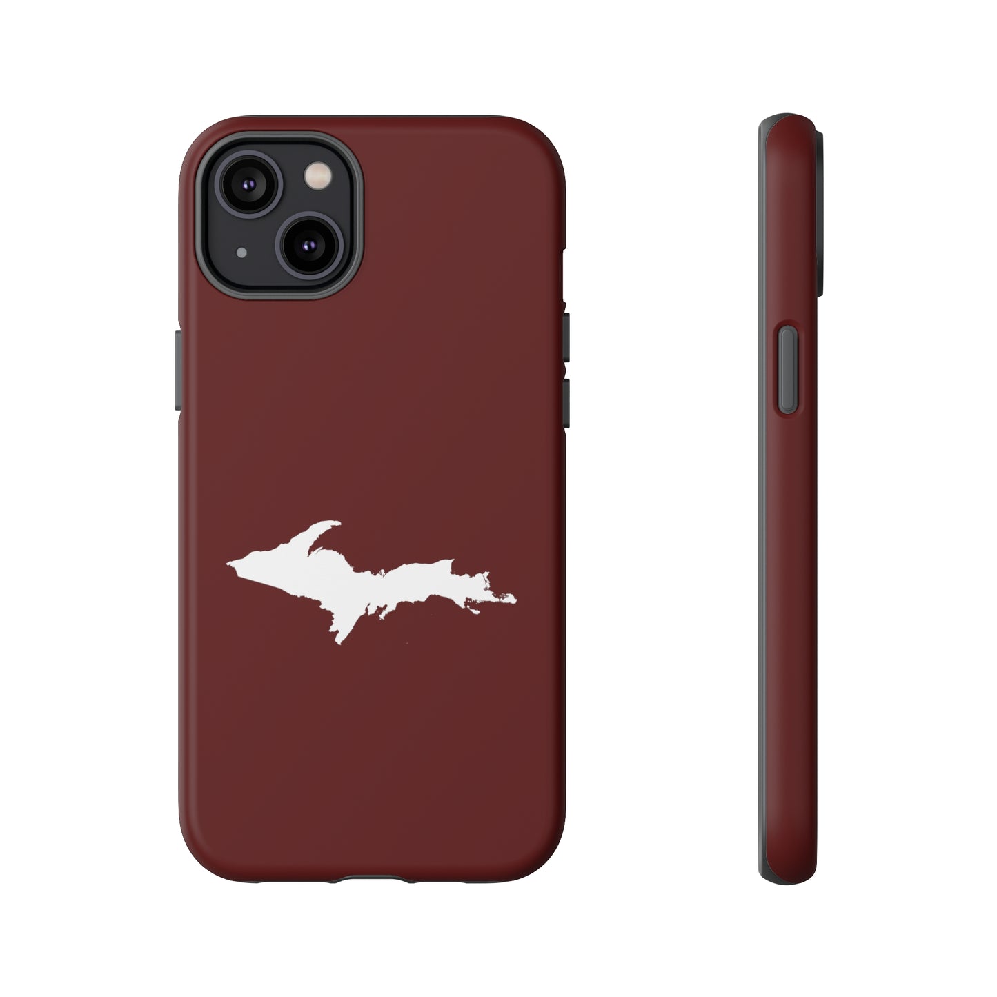 Michigan Upper Peninsula Tough Phone Case (Cherrywood Red w/ UP Outline) | Apple iPhone