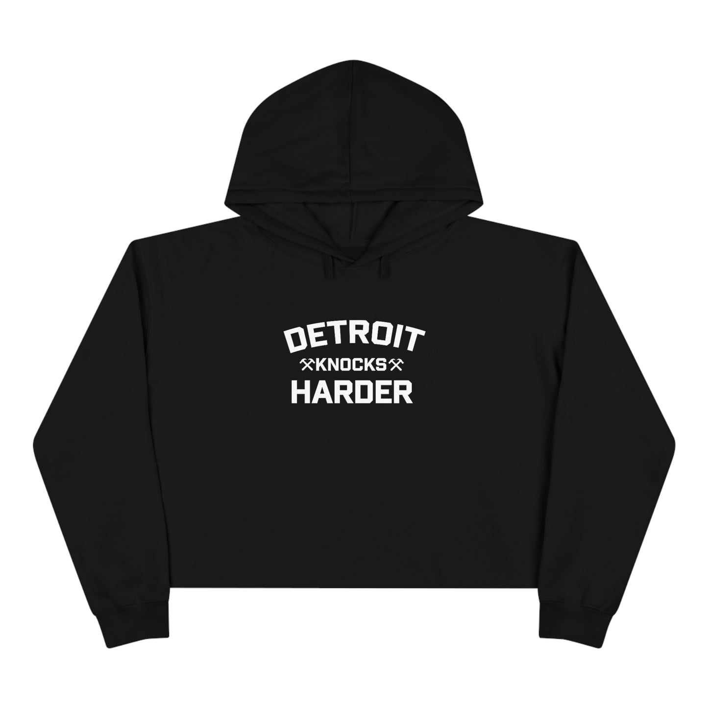 'Detroit Knocks Harder' Hoodie | Women's Cropped Relaxed Fit