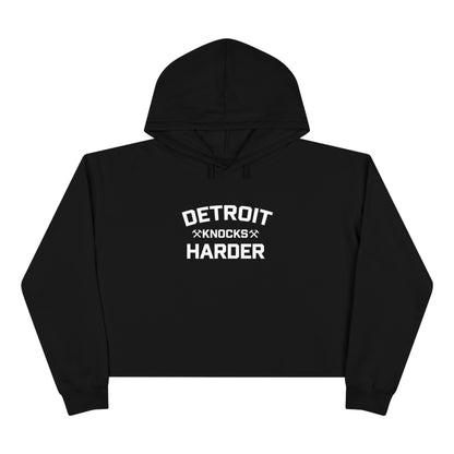 'Detroit Knocks Harder' Hoodie | Women's Cropped Relaxed Fit