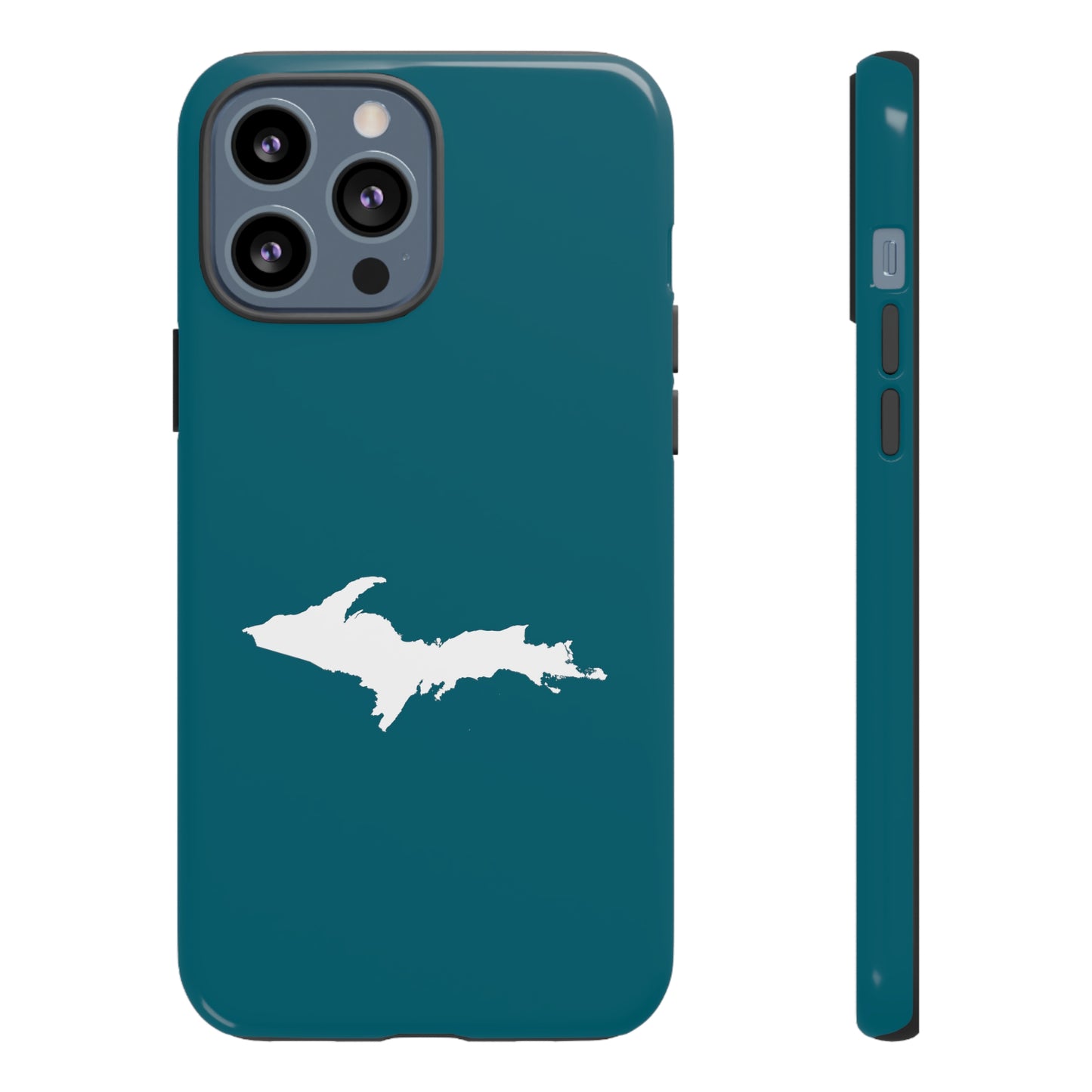 Michigan Upper Peninsula Tough Phone Case (Auburn Hills Teal w/ UP Outline) | Apple iPhone