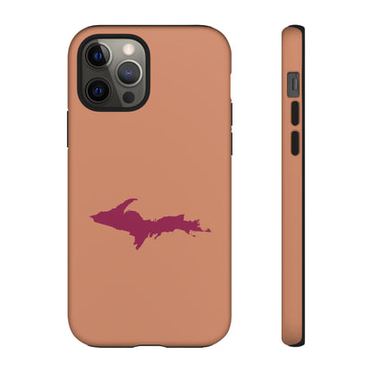 Michigan Upper Peninsula Tough Phone Case (Copper Color w/ Ruby UP Outline) | Apple iPhone