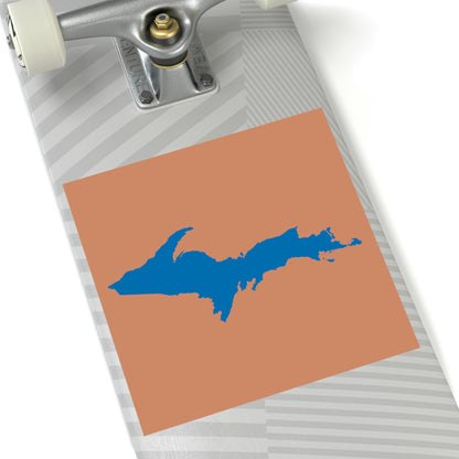 Michigan Upper Peninsula Square Sticker (Copper Color w/ Azure UP Outline) | Indoor/Outdoor