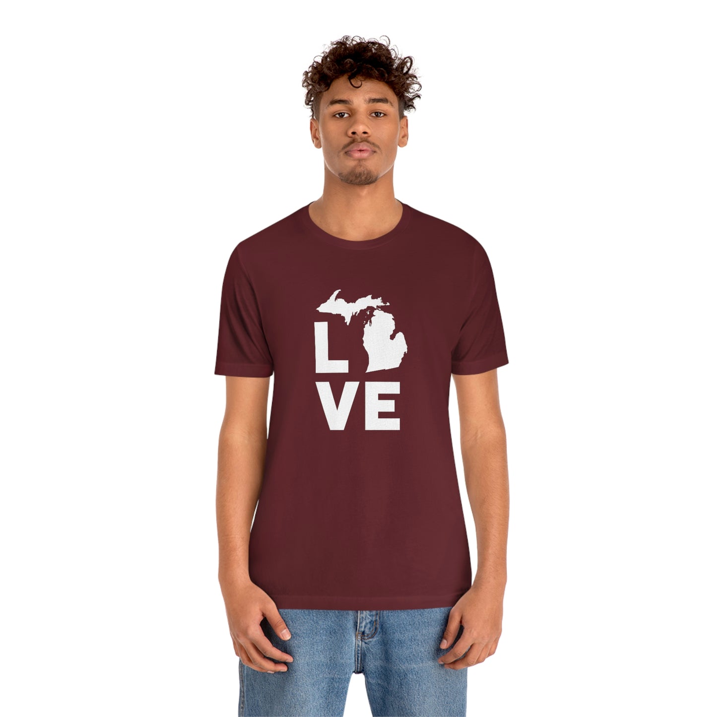 Michigan 'Love' T-Shirt (Geometric Sans Font) | Unisex Standard Fit