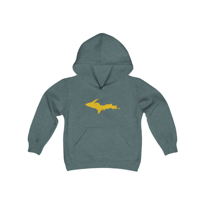 Michigan Upper Peninsula Hoodie (w/ Gold UP Outline)| Unisex Youth