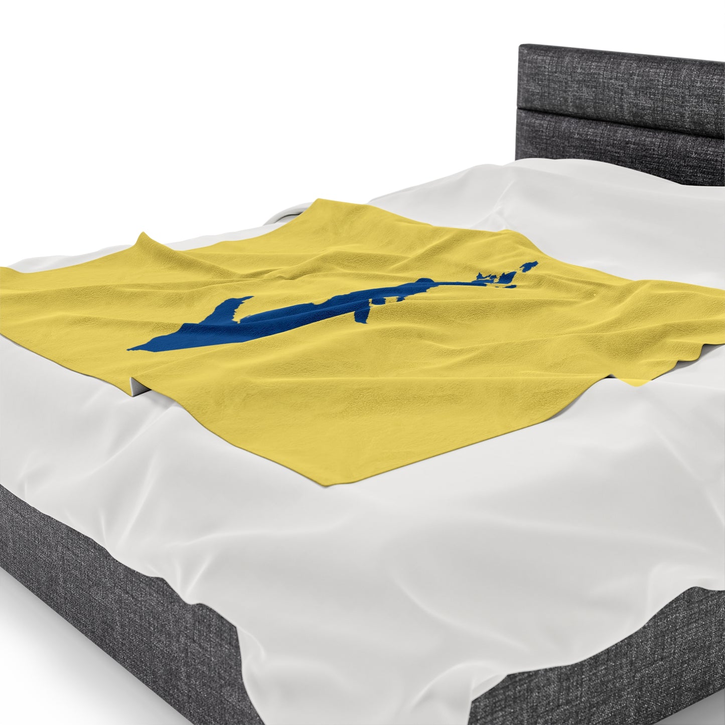 Michigan Upper Peninsula Plush Blanket (w/ Azure UP Outline) | Cherry Yellow