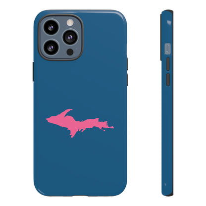 Michigan Upper Peninsula Tough Phone Case (Blueberry w/ Pink UP Outline) | Apple iPhone