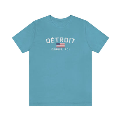 'Détroit Depuis 1701' T-Shirt (w/USA Flag Outline) | Unisex Standard Fit