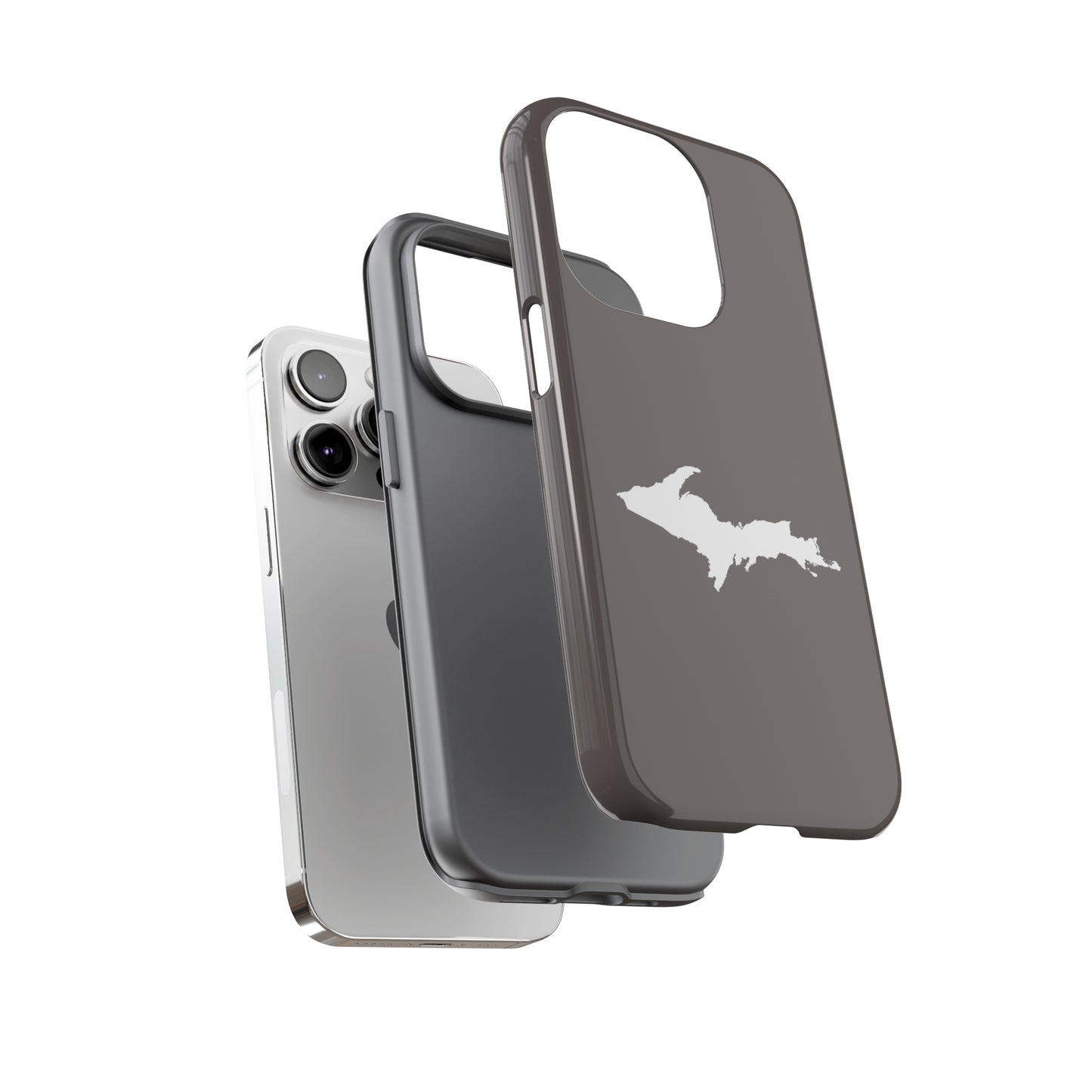 Michigan Upper Peninsula Tough Phone Case (Warren Tank Grey w/ UP Outline) | Apple iPhone