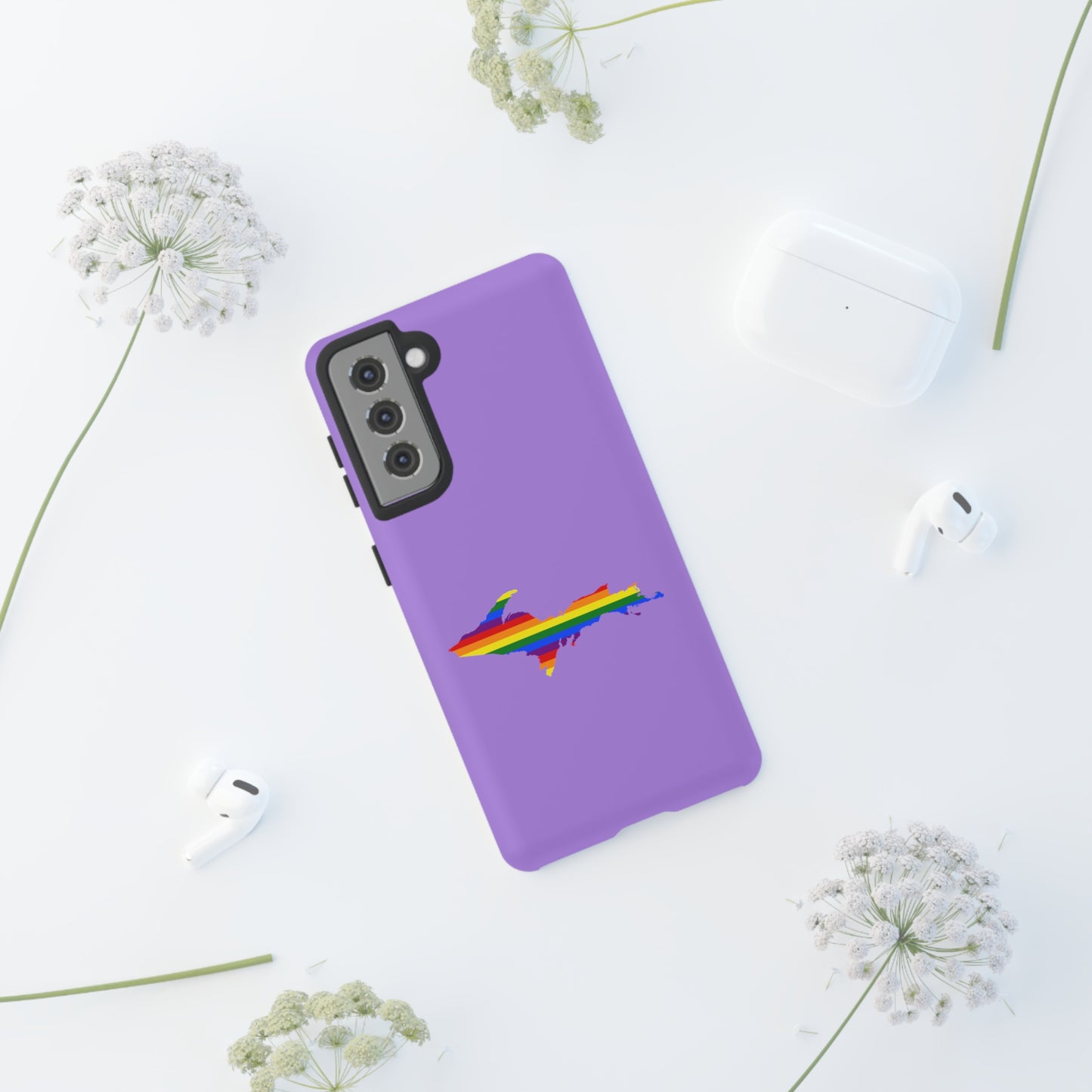 Michigan Upper Peninsula Tough Phone Case (Lavender w/ UP Pride Flag Outline) | Samsung & Pixel Android