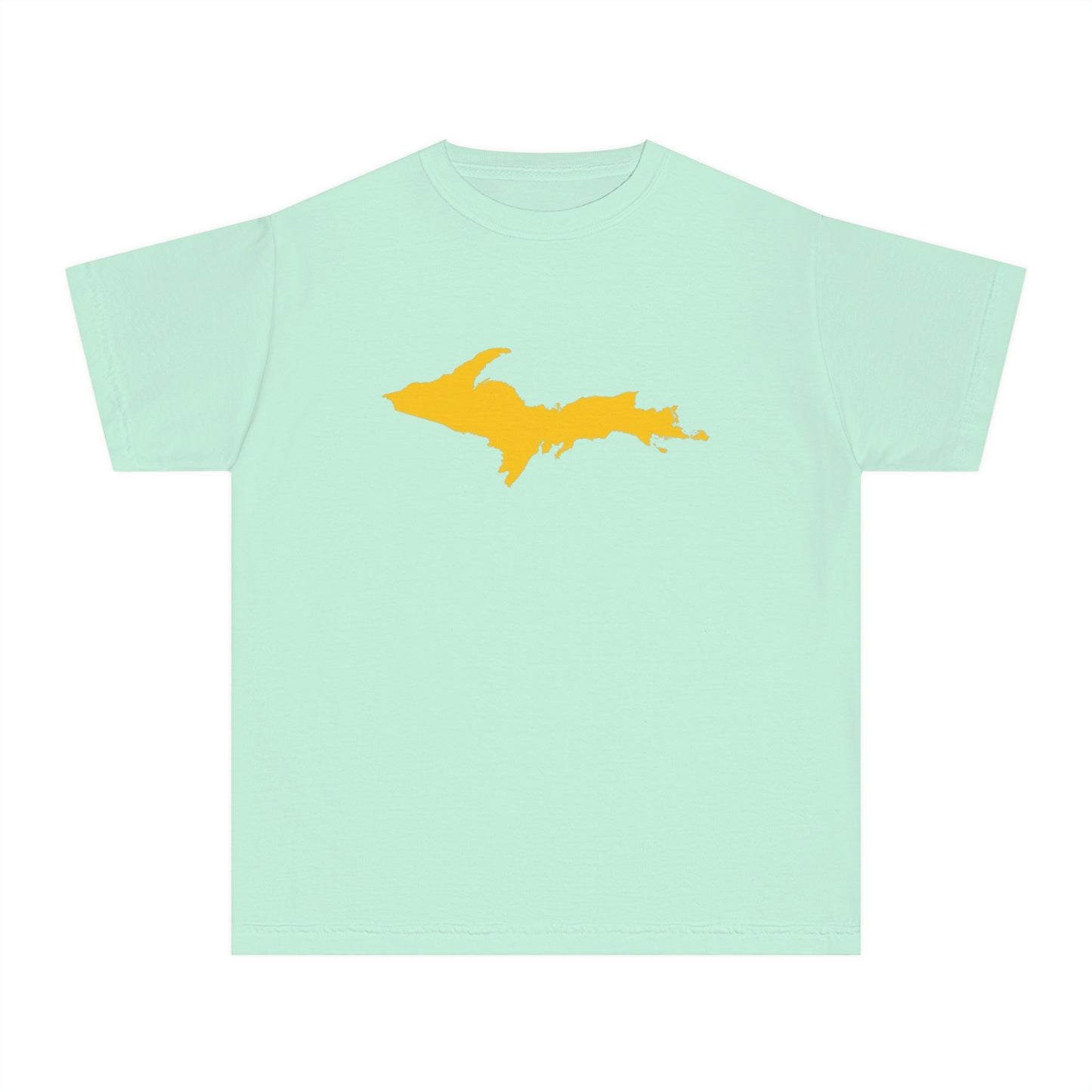 Michigan Upper Peninsula T-Shirt (w/ Gold UP Outline) | Youth Garment-Dyed