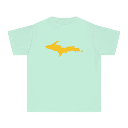 Michigan Upper Peninsula T-Shirt (w/ Gold UP Outline) | Youth Garment-Dyed