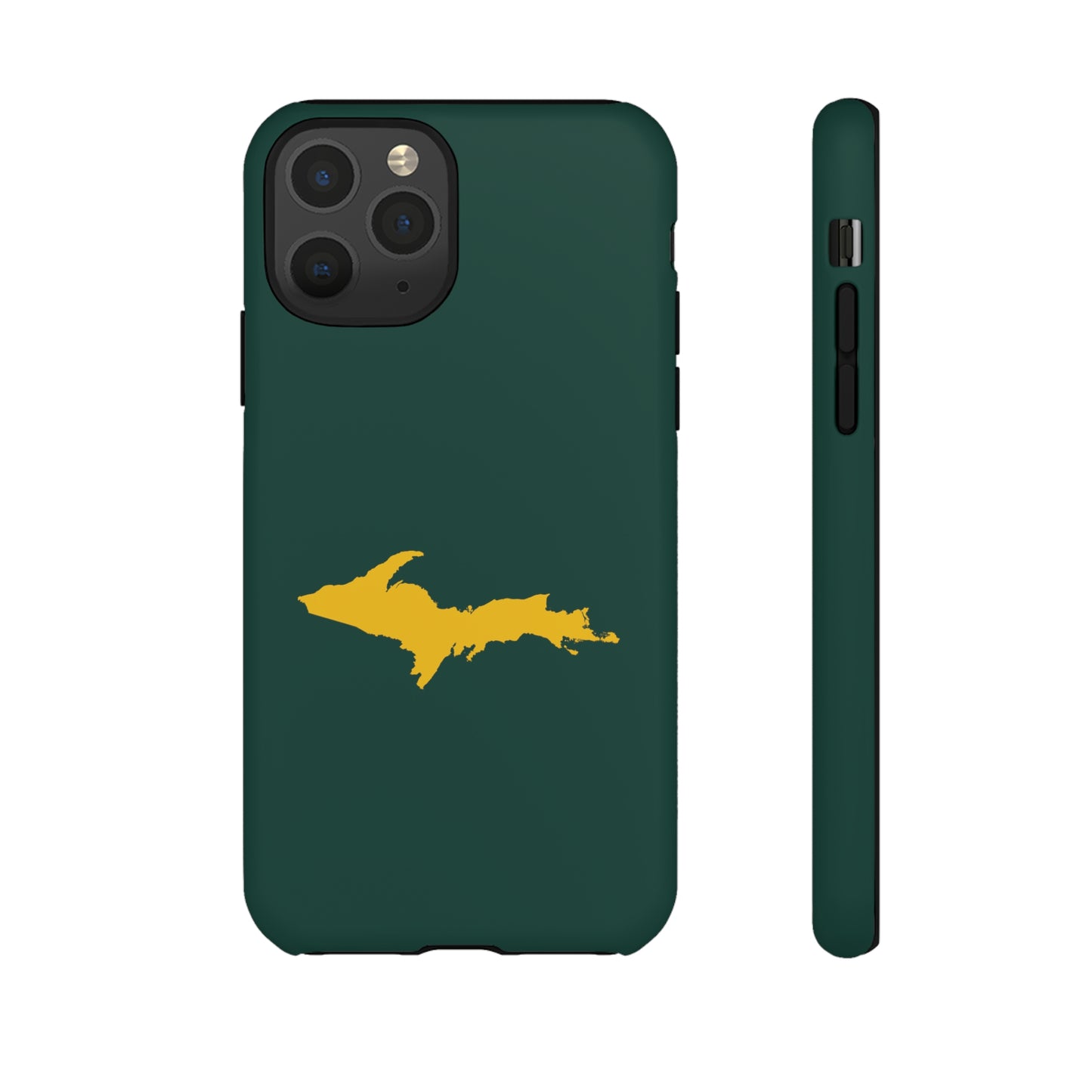 Michigan Upper Peninsula Tough Phone Case (Green w/ Gold UP Outline) | Apple iPhone