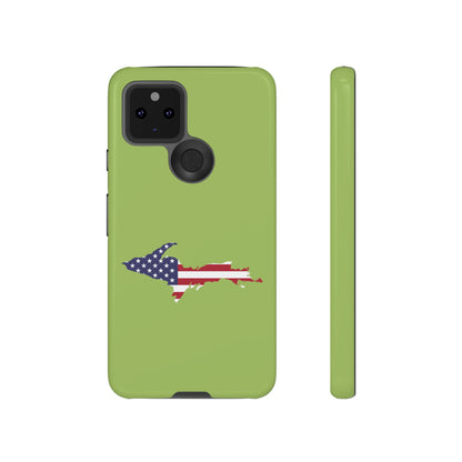 Michigan Upper Peninsula Tough Phone Case (Gooseberry Green w/ UP USA Flag Outline) | Samsung & Pixel Android